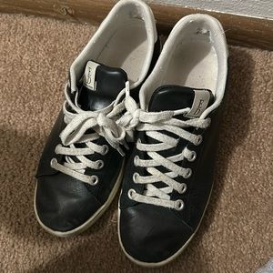 Black leather sneakers